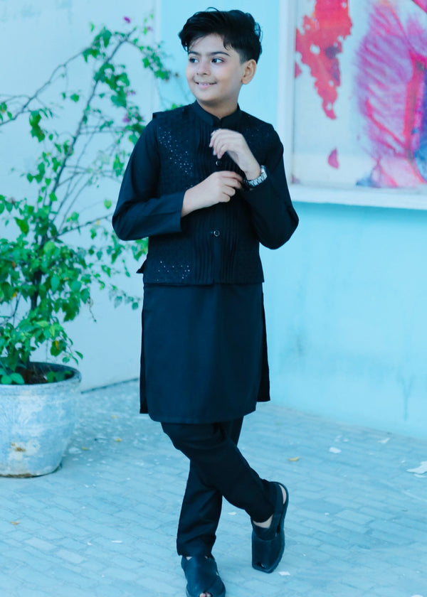 Black Waistcoat Suit AHW 011