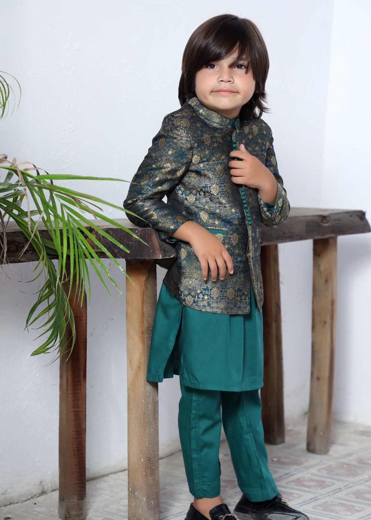 Green And Golden Prince Coat Suit P28