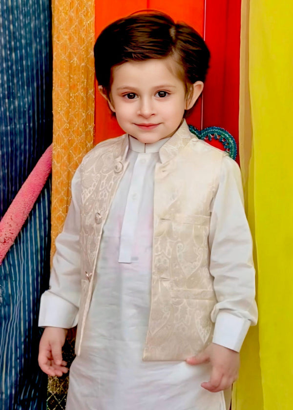 Off White Waistcoat Suit - WKS 015