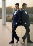 5pcs Blue suit (Coat+Waistcoat+Pant+Shirt+Bow) - CPS 002