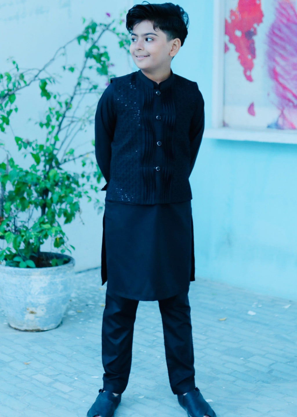 Black Waistcoat Suit AHW 011