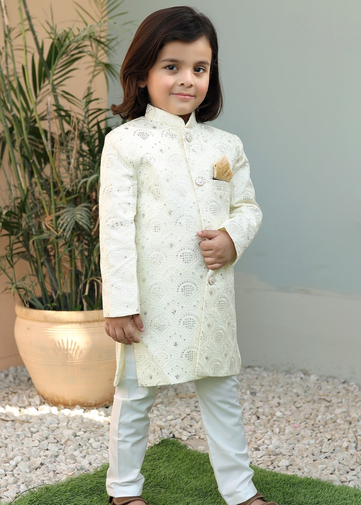 Bosci Off White Sherwani S29