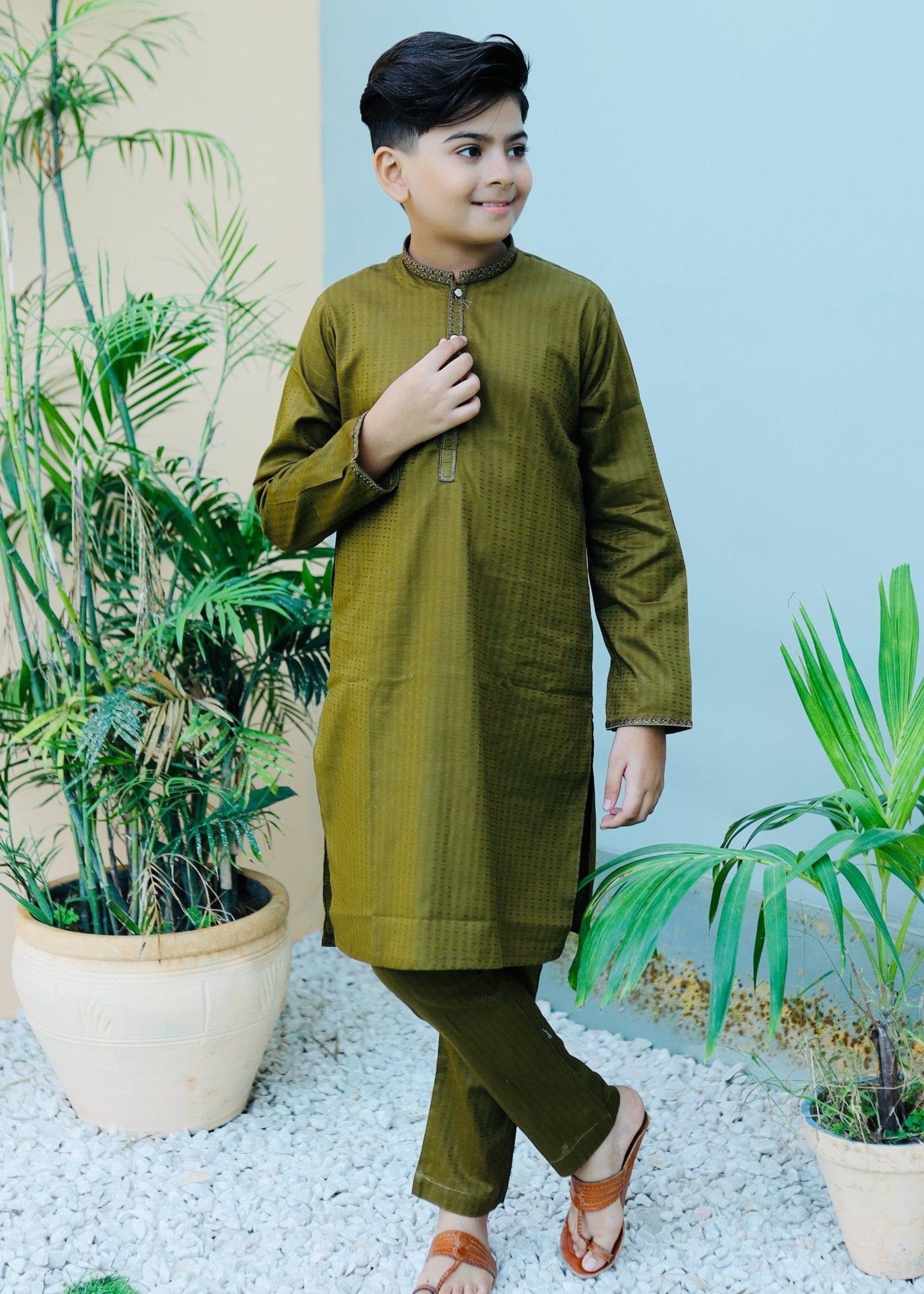Avacado Green Kurta Trouser AH 048 Secondary image