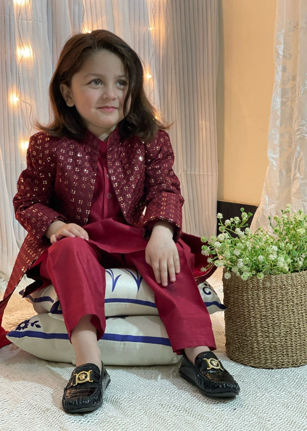 Red Long Open only Sherwani S24