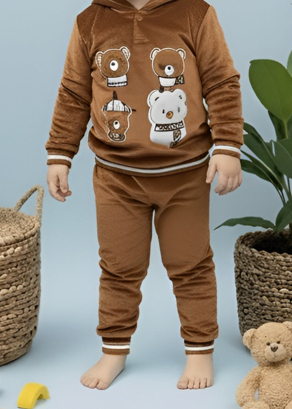 Oak Brown 2 Pcs Hoodie Set KH 008