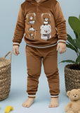 Oak Brown 2 Pcs Hoodie Set KH 008