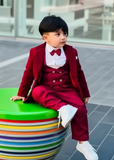 5pcs red suit (Coat+Waistcoat+Pant+Shirt+Bow) - CPS 010
