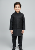 Matte Black Waistcoat Suit-AHW-027