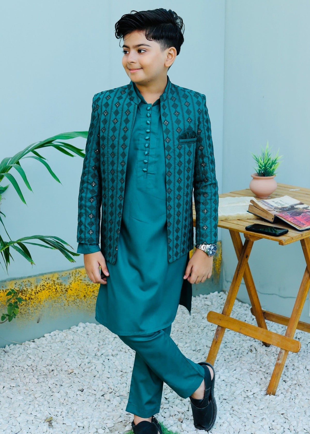 Parrot Green Prince Coat Suit P33