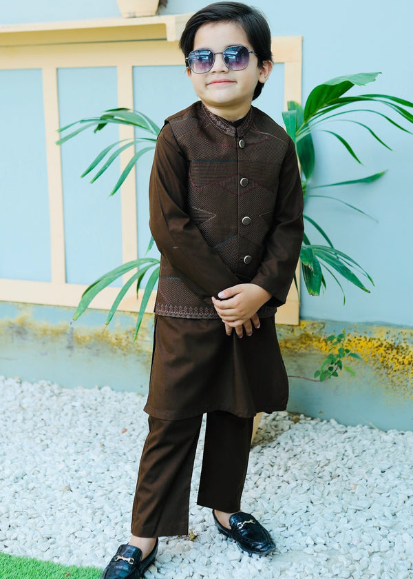 Choclate Brown Waistcoat Suit AHW 014