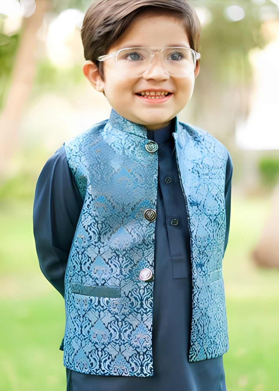 Metallic blue Only waistcoat EW18 Secondary image