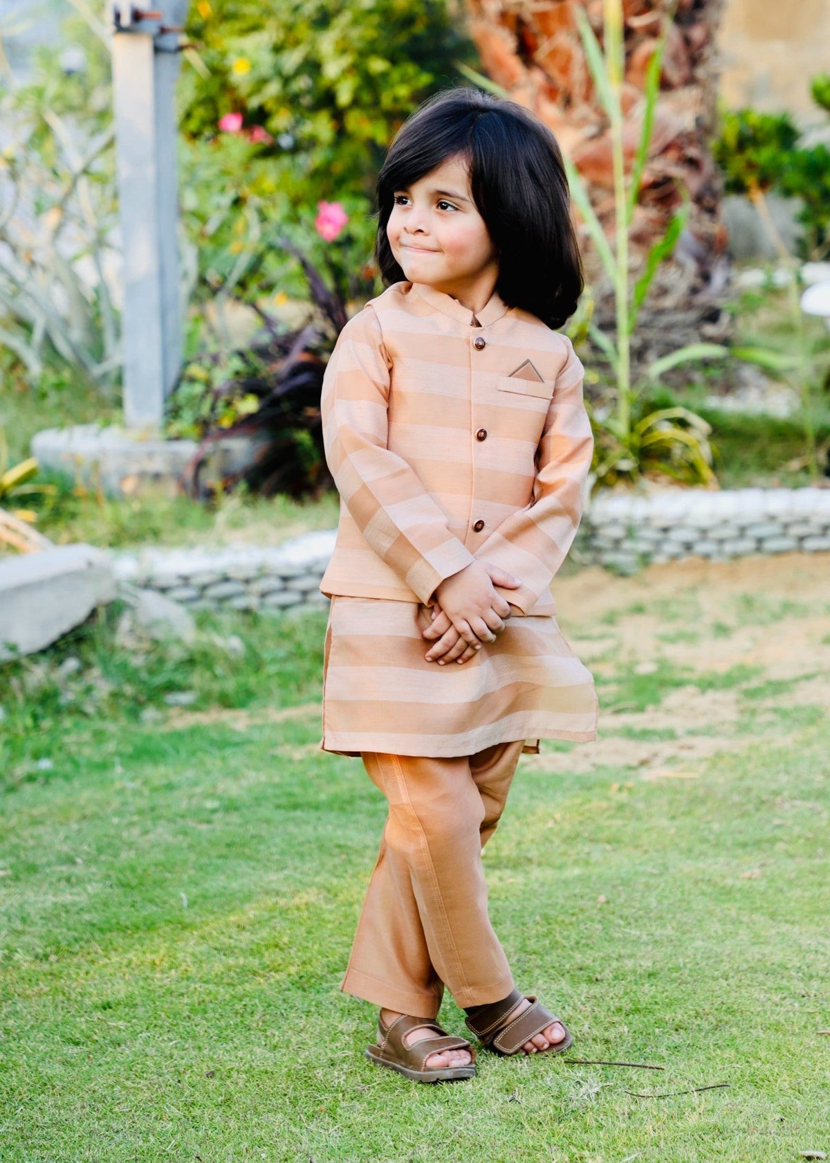 Peach Orange Waistcoat Suit AHW 017