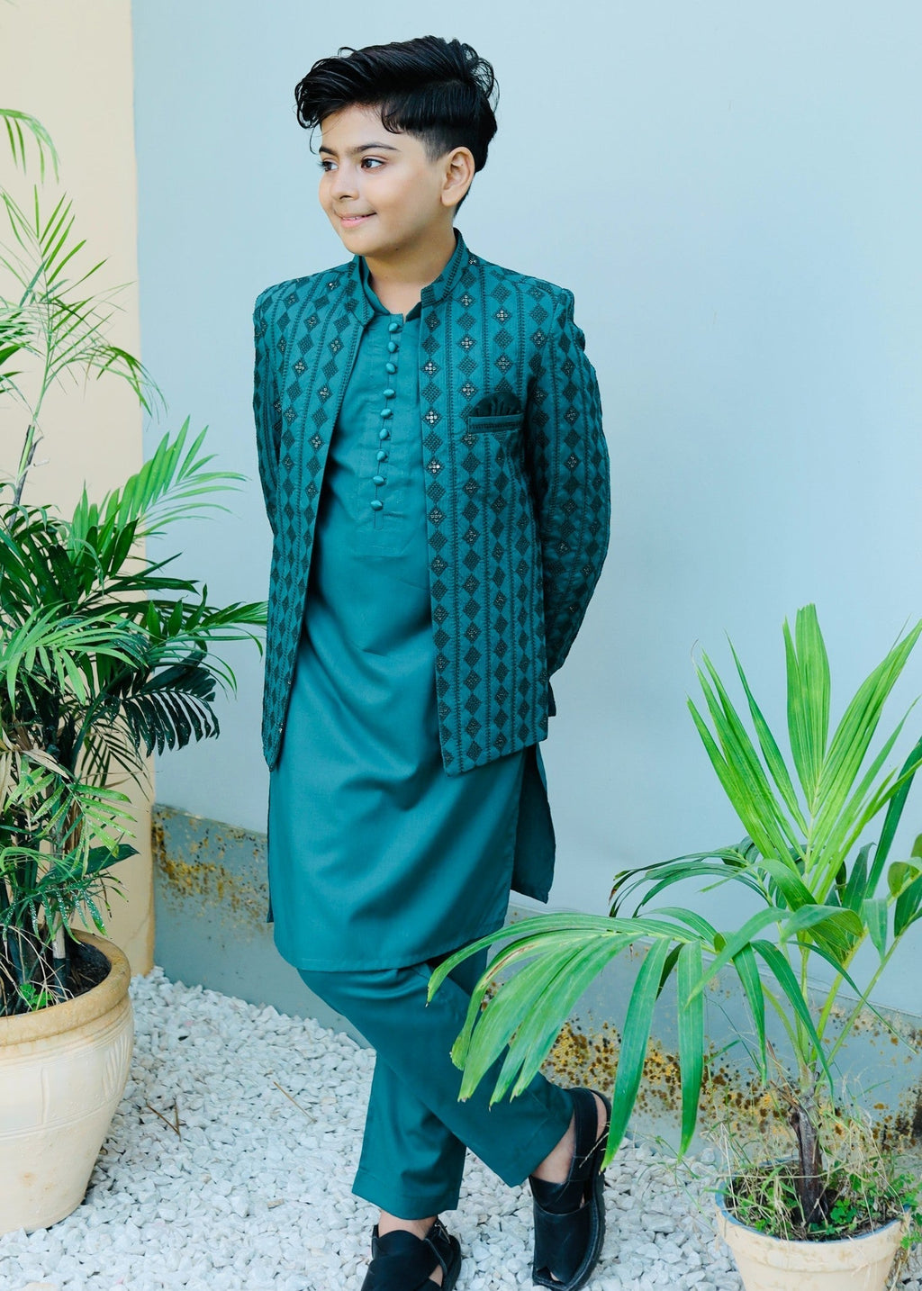 Parrot Green Prince Coat Suit P33