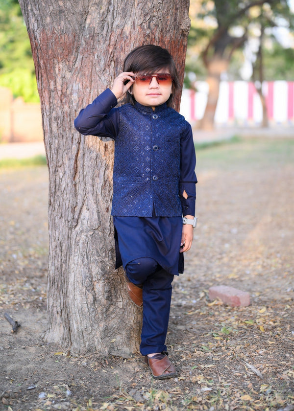 Blue Embroidered Only Waistcoat EW34