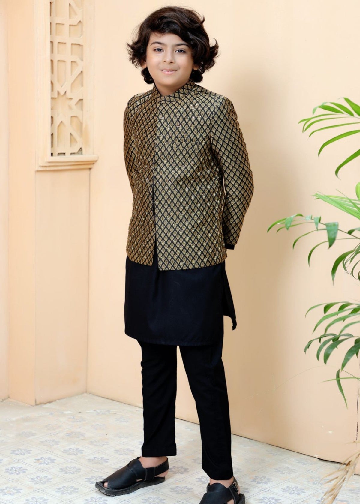 Copper And Black Prince Coat Suit - P25
