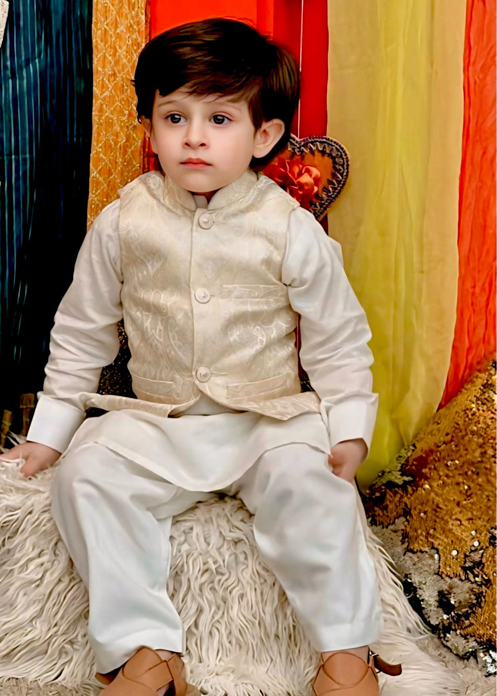 Off White Waistcoat Suit - WKS 015