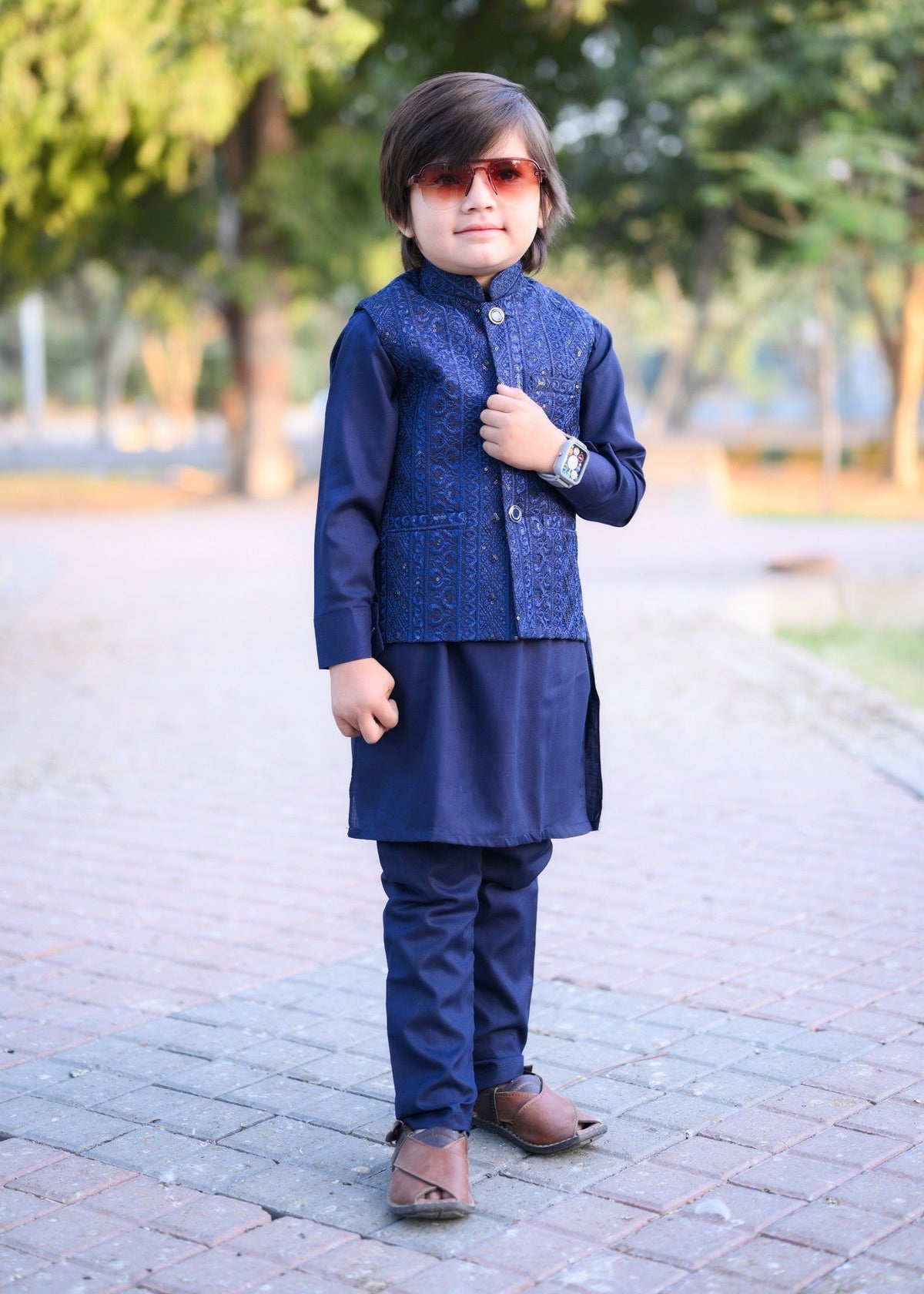 Blue Embroidered Only Waistcoat EW33 Main image
