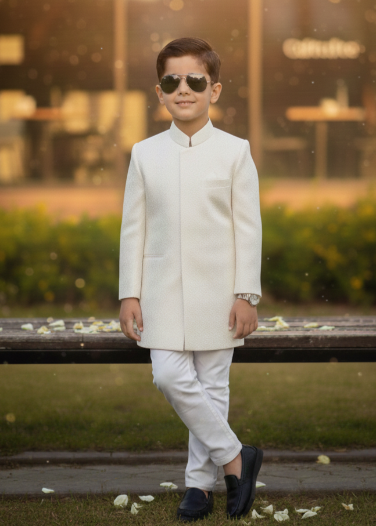 Pearl White Sherwani S36 Secondary image