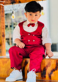 4pcs Maroon Suit (Waistcoat+Pant+Shirt+Bow) CPW 008