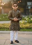 Black And Gold Sherwani S40