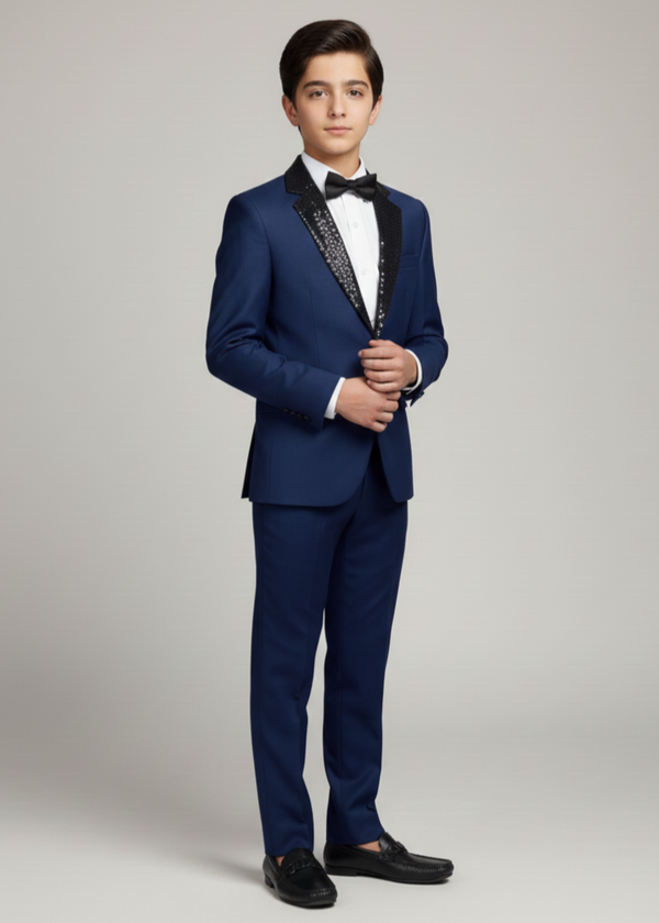 4pcs Sequence Blue suit (Coat+Pant+Shirt+Bow) - SCP 008