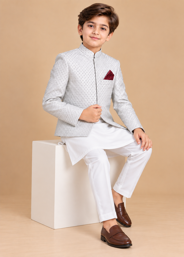 Elegant White Prince Coat Suit - P 101