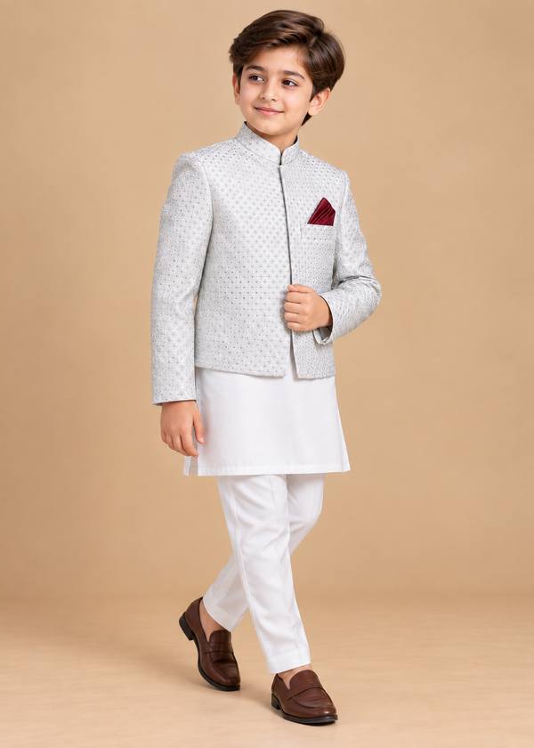 Elegant White Prince Coat Suit - P 101